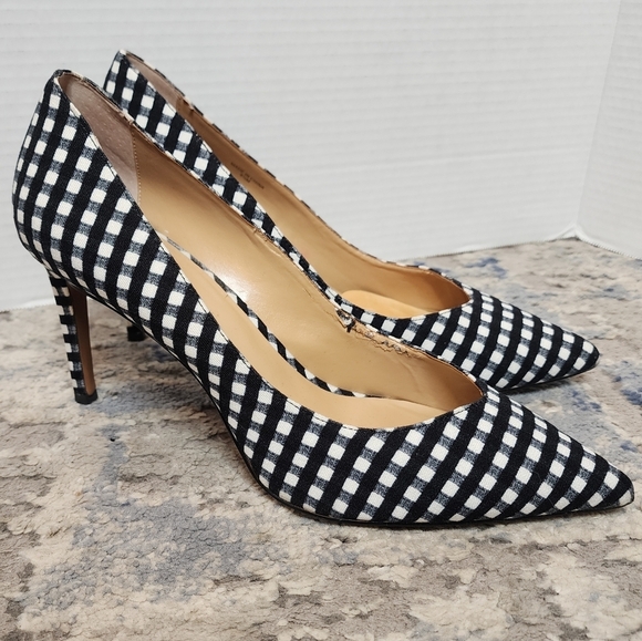 Banana Republic gingham black white pointed heels stilettos.  Size 9.5 - Picture 1 of 16
